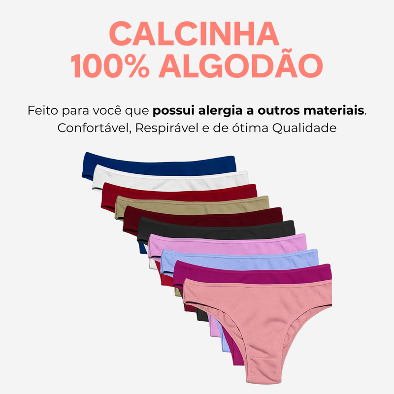 kit Calcinha Básica 100% Algodão [Kit Com 5 Unidades]